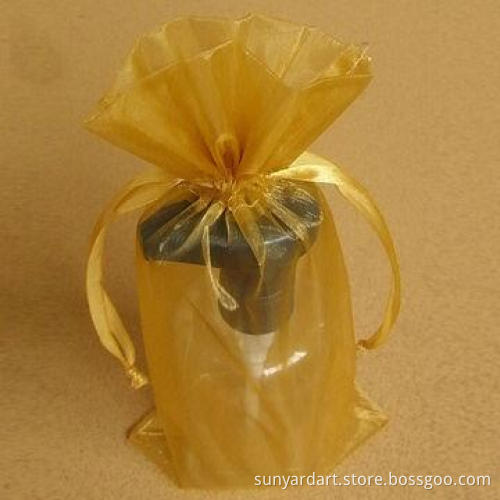 Organza Gift Pouch with Satin Ribbon Drawstrings, for Bottle Packaging